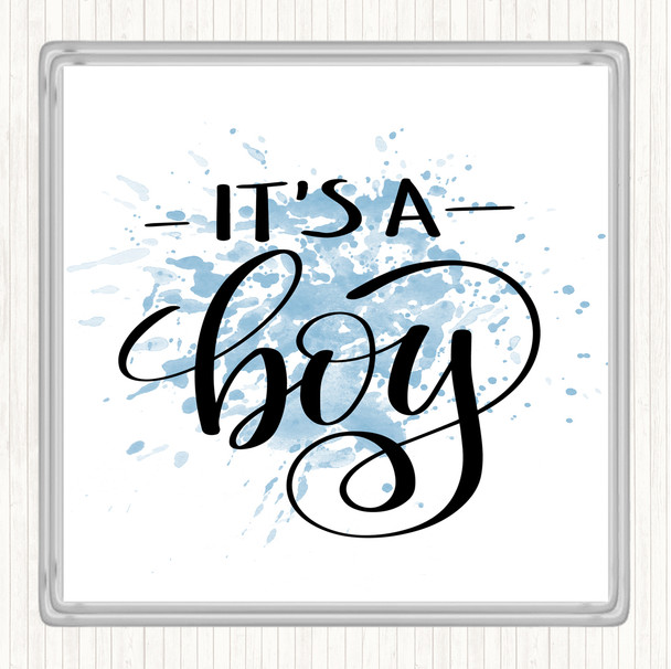 Blue White Its A Boy Inspirational Quote Coaster Blue White Its A Boy Inspirational Quote Coaster