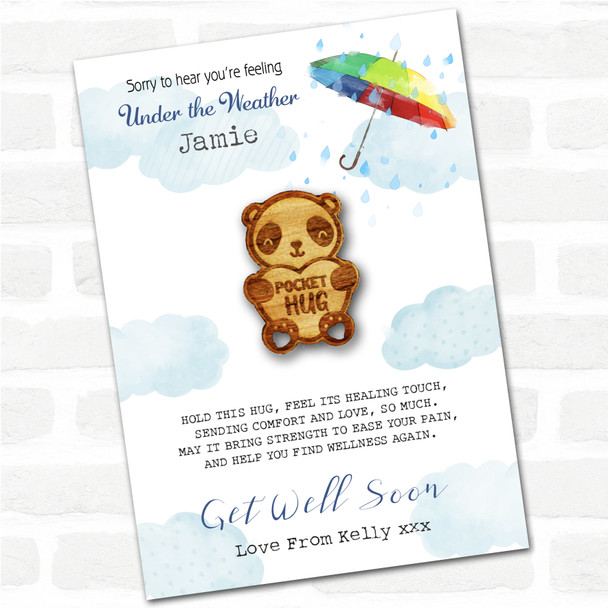 Cute Panda Bear Umbrella Get Well Soon Personalised Gift Pocket Hug