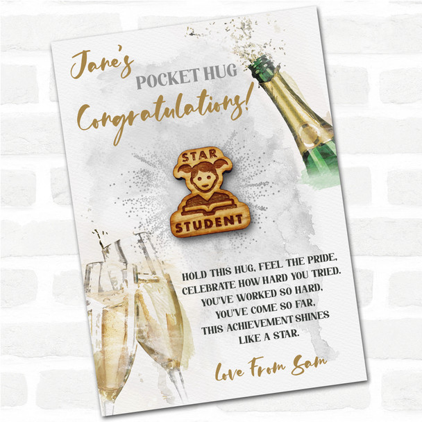 Star Student Girl Book Champagne Congratulations Personalised Gift Pocket Hug