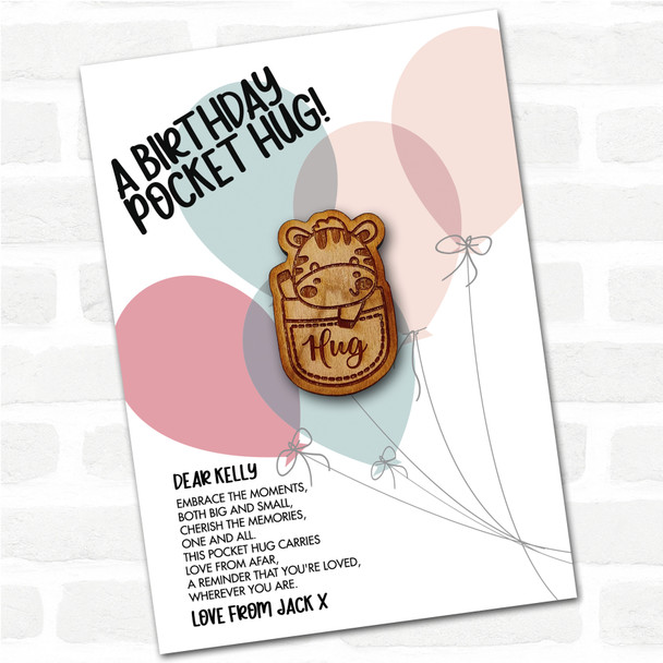 Zebra In A Pocket Balloons Happy Birthday Personalised Gift Pocket Hug