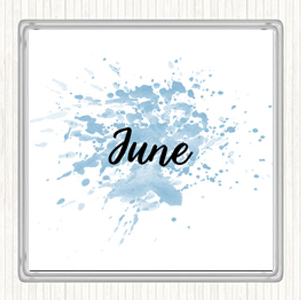 Blue White June Inspirational Quote Coaster