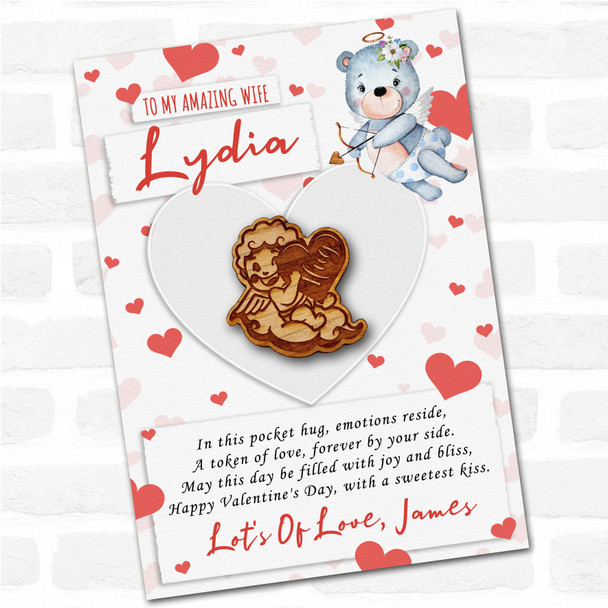 Cute Little Cupid Happy Valentine's Day Personalised Gift Pocket Hug