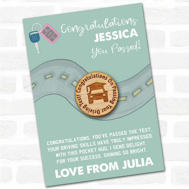 Car In A Hat Congratulations Passed Driving Test Personalised Gift Pocket Hug