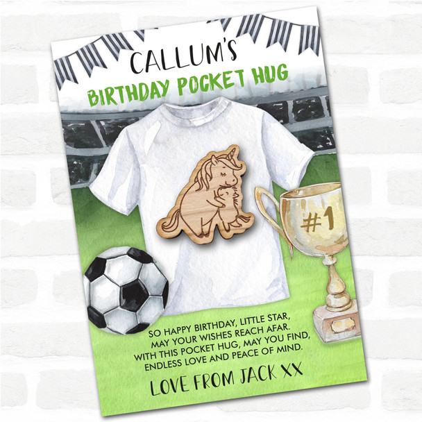 Parent & Baby Unicorn Kid's Boys Birthday Football Personalised Gift Pocket Hug