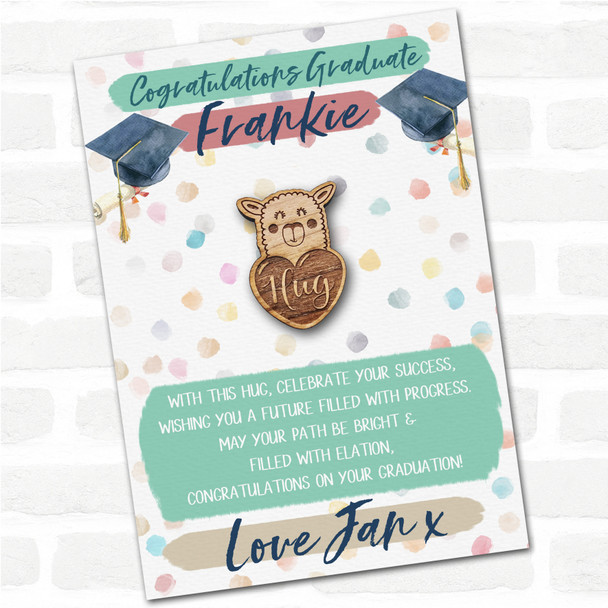 Llama Heart Congratulations Graduate Graduation Personalised Gift Pocket Hug