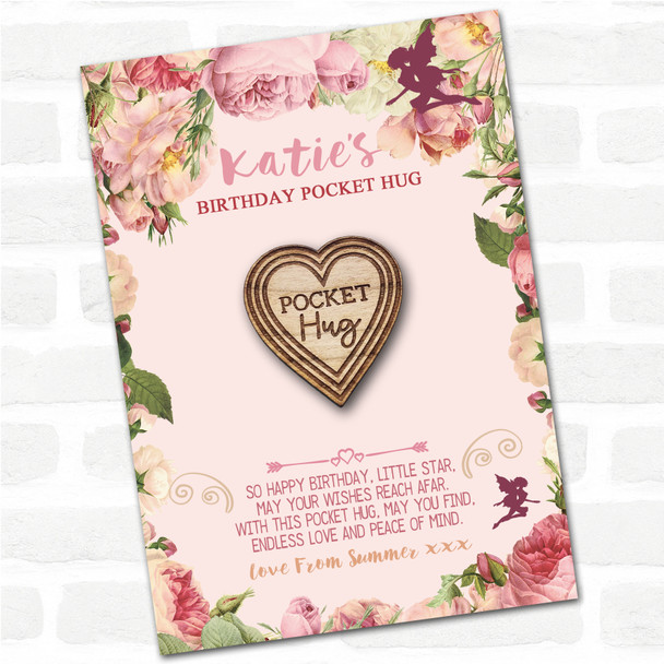 Hearts Pattern Kid's Girls Birthday Fairy Personalised Gift Pocket Hug