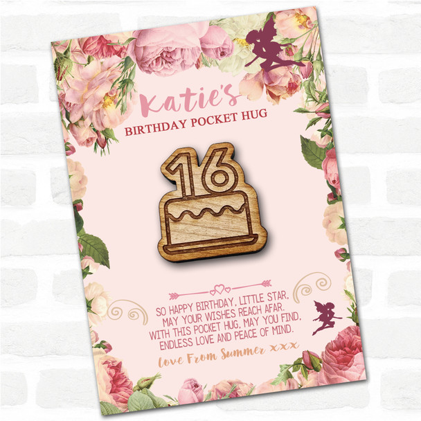 Cake 16 Candles Birthday Kid's Girls Birthday Fairy Personalised Gift Pocket Hug