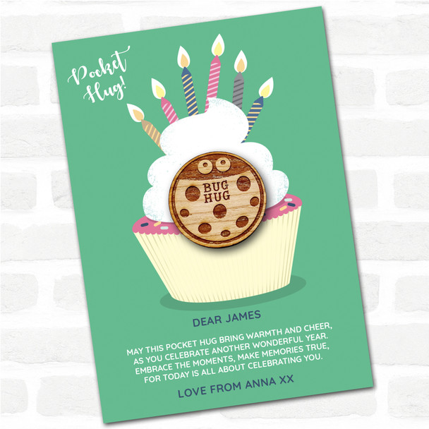 Ladybug Googly Eyes Cupcake Happy Birthday Personalised Gift Pocket Hug