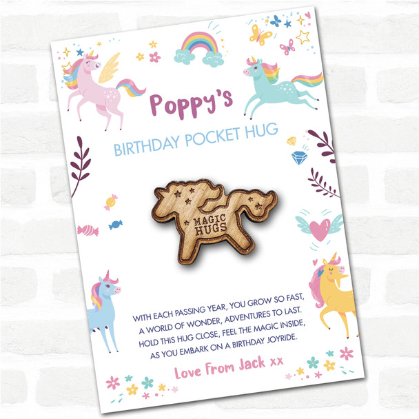 Unicorn Stars Kid's Girls Birthday Unicorn Personalised Gift Pocket Hug