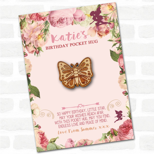 Pretty Butterfly Kid's Girls Birthday Fairy Personalised Gift Pocket Hug