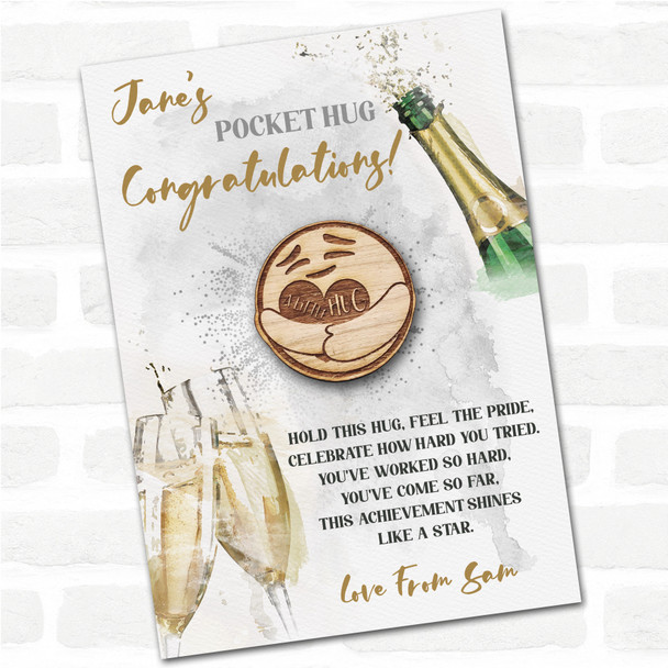 Smiling Face Champagne Congratulations Personalised Gift Pocket Hug
