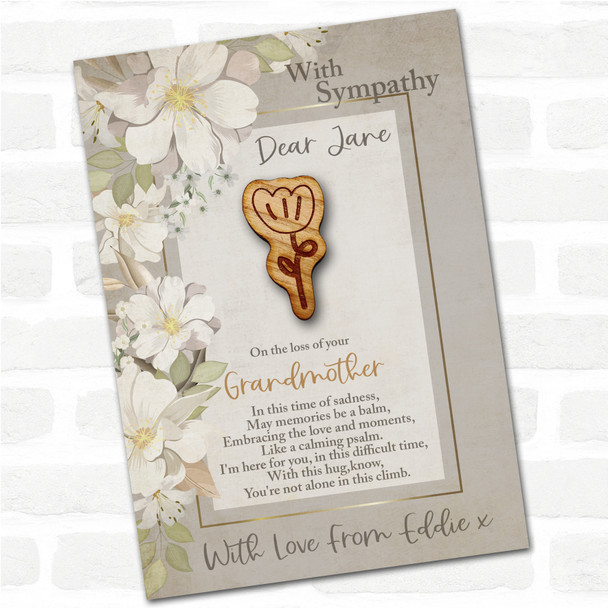 Single Tulip Sympathy Sorry For Your Loss Personalised Gift Pocket Hug