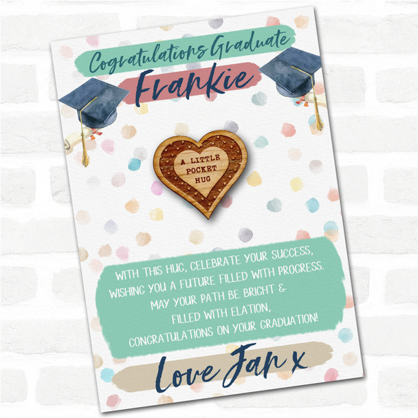 Heart Stars Congratulations Graduate Graduation Personalised Gift Pocket Hug