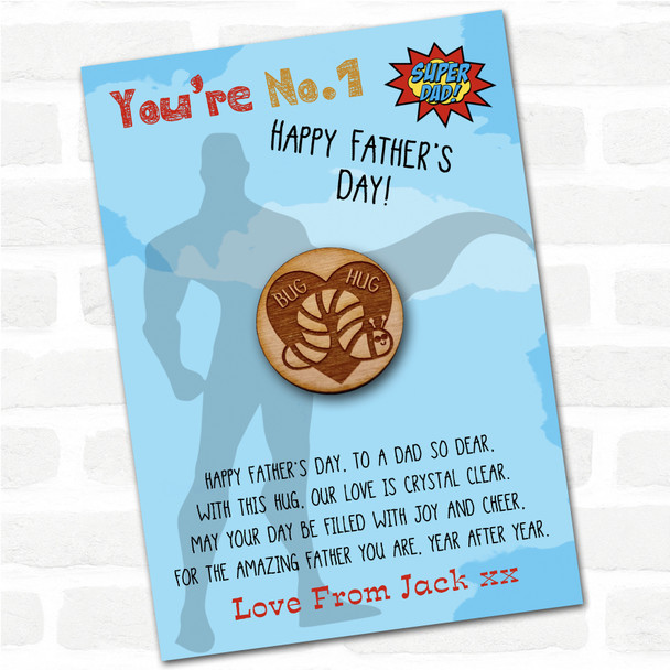 Worm In A Heart Superhero Dad Father's Day Personalised Gift Pocket Hug