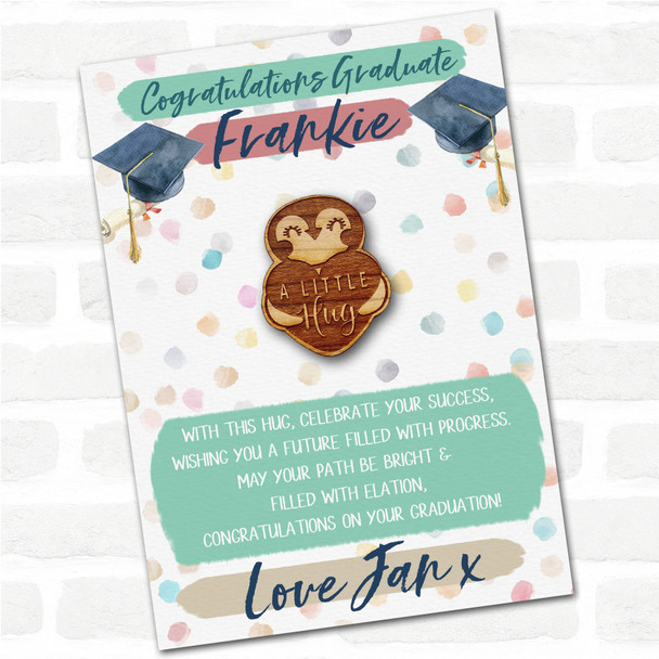 Penguin Love Heart Congratulations Graduate Graduation Personalised Pocket Hug