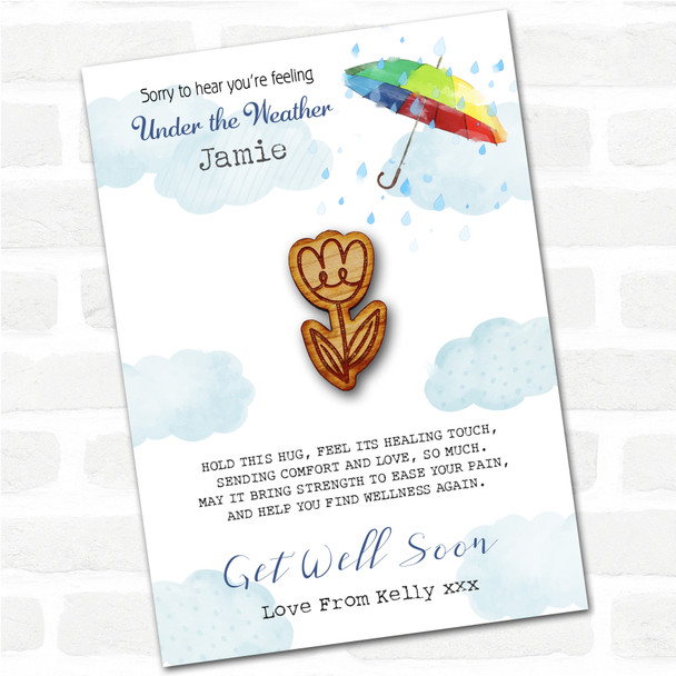 Simple Tulip Umbrella Get Well Soon Personalised Gift Pocket Hug