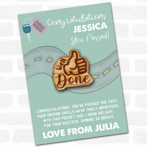 Thumbs Up Congratulations Passed Driving Test Personalised Gift Pocket Hug