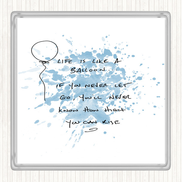 Blue White Balloon Inspirational Quote Coaster
