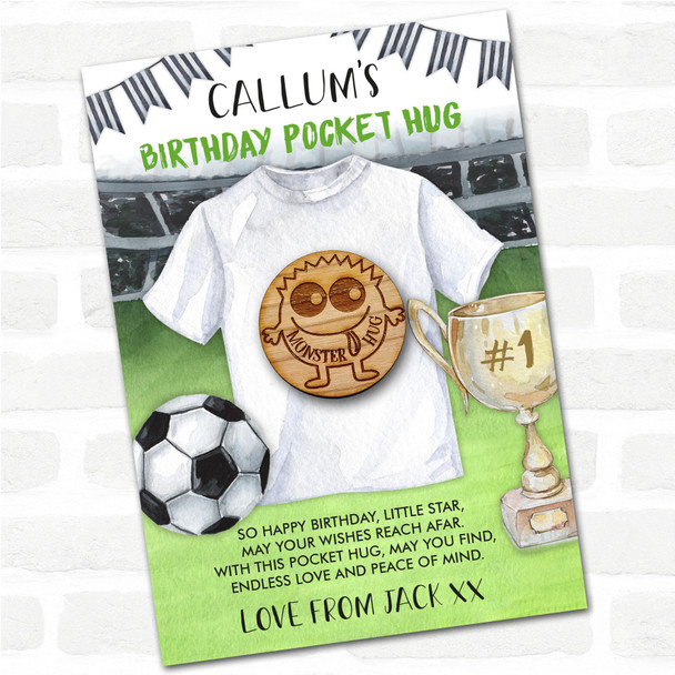 Monster Big Eyes Kid's Birthday Football Personalised Gift Pocket Hug