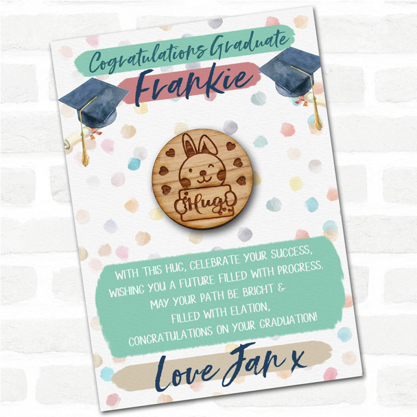 Bunny Rabbit Sign Congratulations Graduate Graduation Personalised Pocket Hug