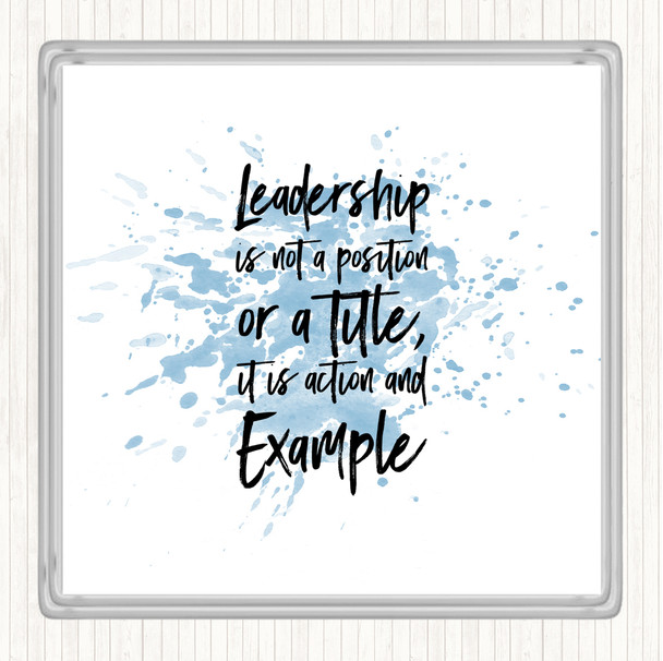 Blue White Leadership Inspirational Quote Coaster