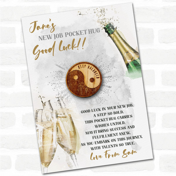 Ying Yang Good Luck New Job Congratulations Personalised Gift Pocket Hug