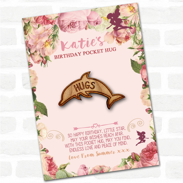 Dolphin Kid's Girls Birthday Fairy Personalised Gift Pocket Hug