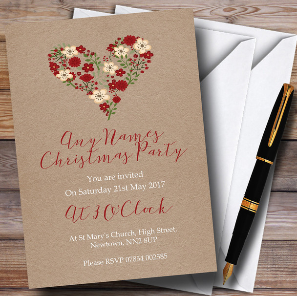 Xmas Heart Customised Christmas Party Invitations