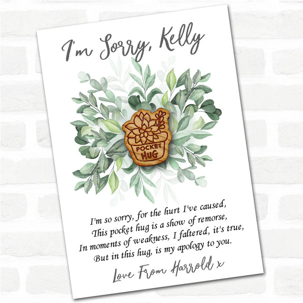 Potted Plants Leaves I'm Sorry Apology Personalised Gift Pocket Hug