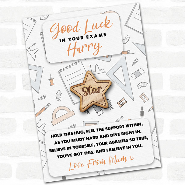 Star Good Luck In Your Exams Personalised Gift Pocket Hug