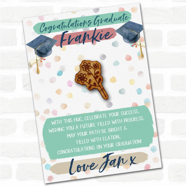 3 Simple Little Flowers Congratulations Graduation Personalised Gift Pocket Hug