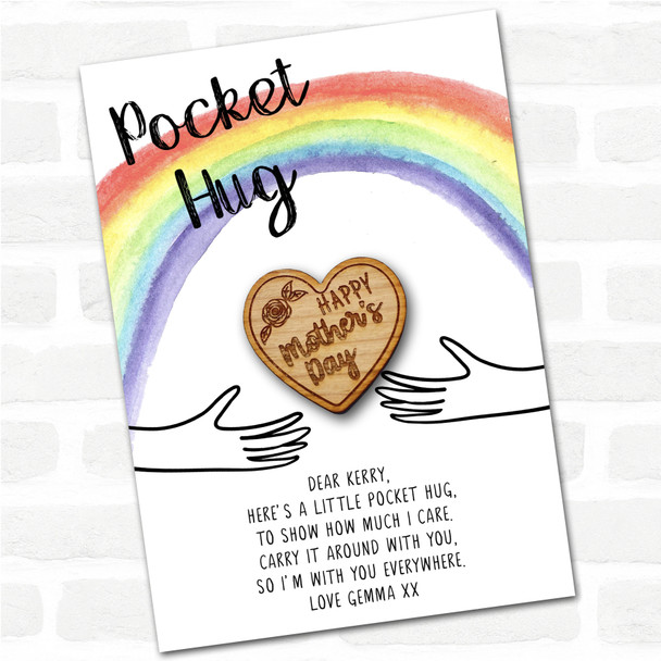 Happy Mother's Day Heart Rainbow Personalised Gift Pocket Hug