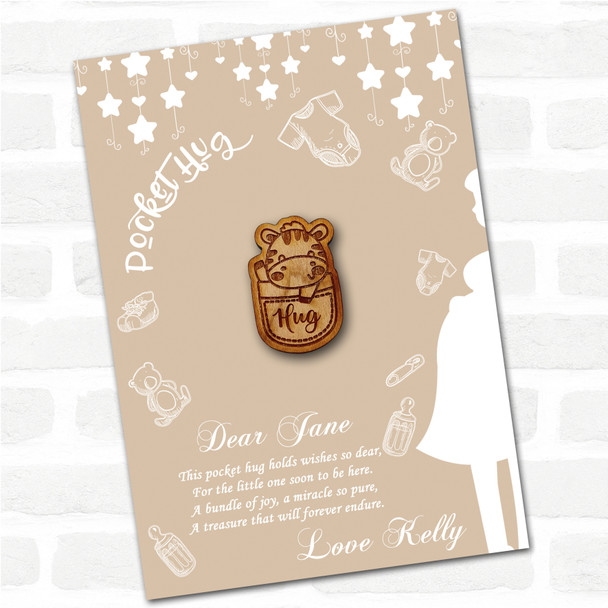 Zebra In A Pocket Neutral Baby Shower Personalised Gift Pocket Hug