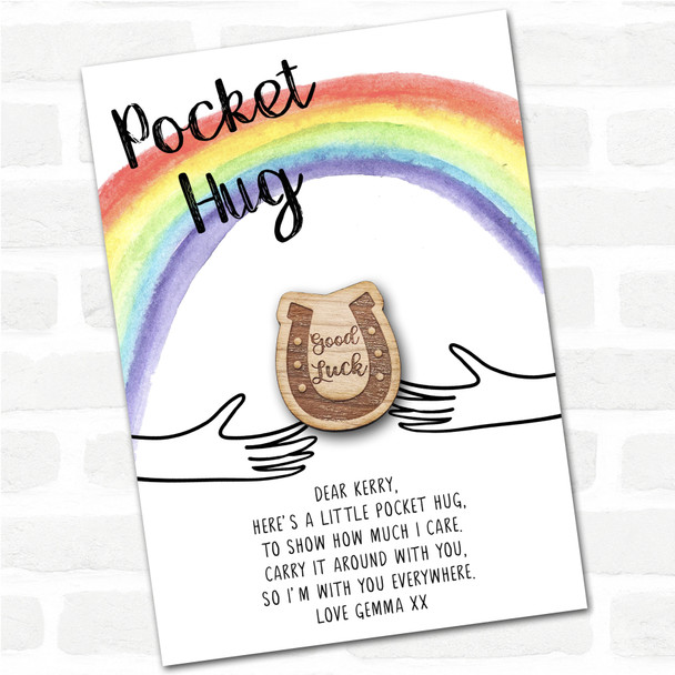 Lucky Horseshoe Rainbow Personalised Gift Pocket Hug