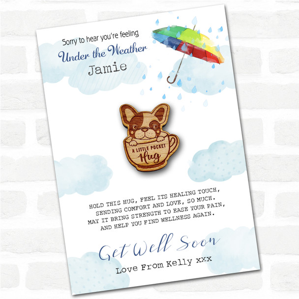 Dog French Bulldog Puppy Umbrella Get Well Soon Personalised Gift Pocket Hug