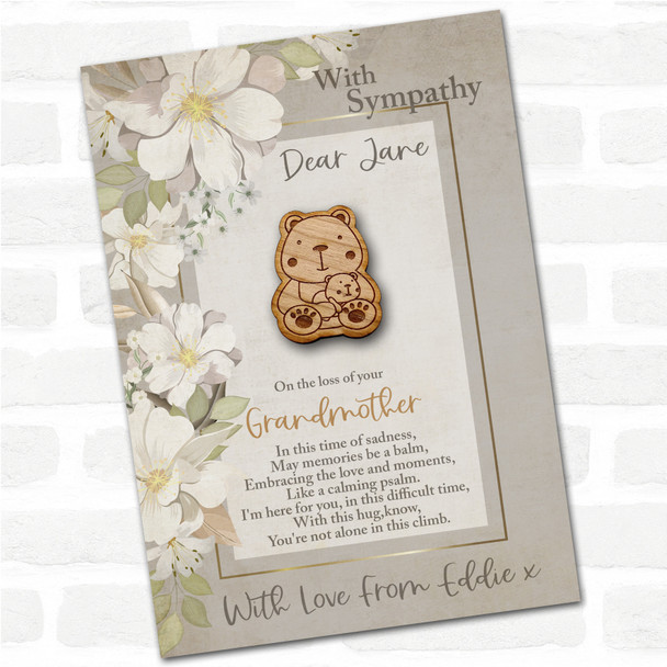 Parent & Baby Bear Sympathy Sorry For Your Loss Personalised Gift Pocket Hug