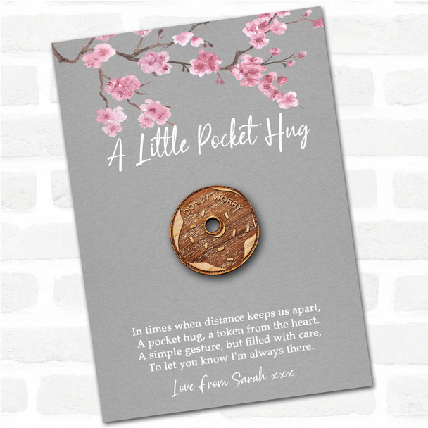 Donut Icing & Grey Pink Blossom Personalised Gift Pocket Hug