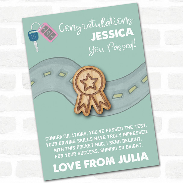 Winning Star Badge Congratulations Passed Driving Test Personalised Pocket Hug