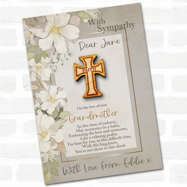 Cross Sympathy Sorry For Your Loss Personalised Gift Pocket Hug