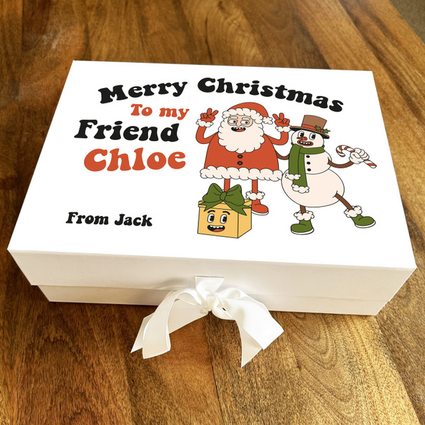 Friend Retro Groovy Santa Claus Merry Christmas Personalised Hamper Gift Box