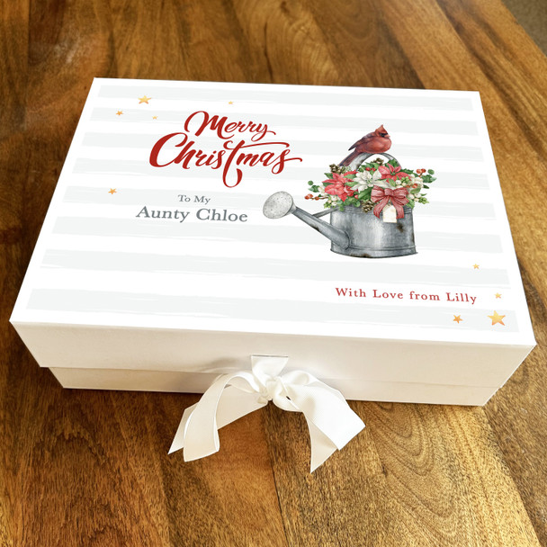 Aunty Merry Christmas Festive Floral Watering Can Personalised Hamper Gift Box