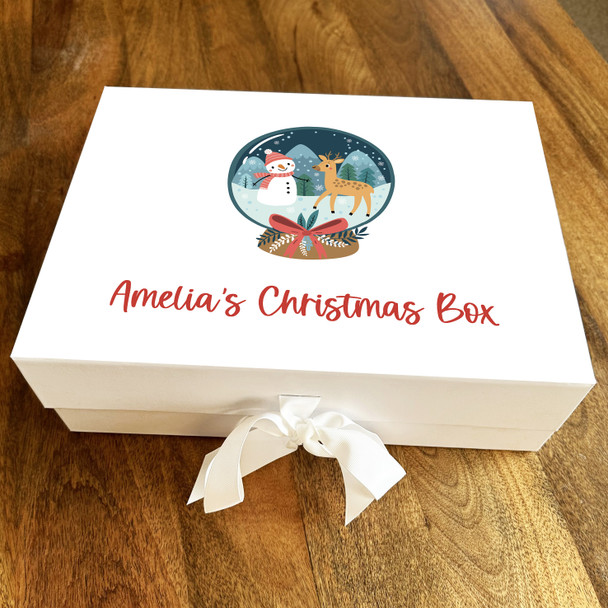 Snow globe Winter Scene Christmas Box Personalised Xmas Hamper Gift Box
