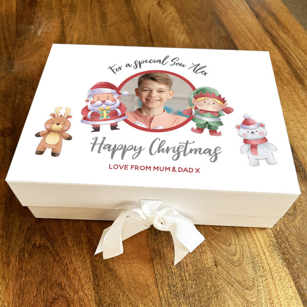 Special Son Happy Christmas Santa Photo Personalised Xmas Hamper Gift Box