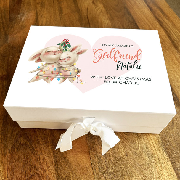 Amazing Girlfriend Christmas Bunnies Heart Personalised Xmas Hamper Gift Box