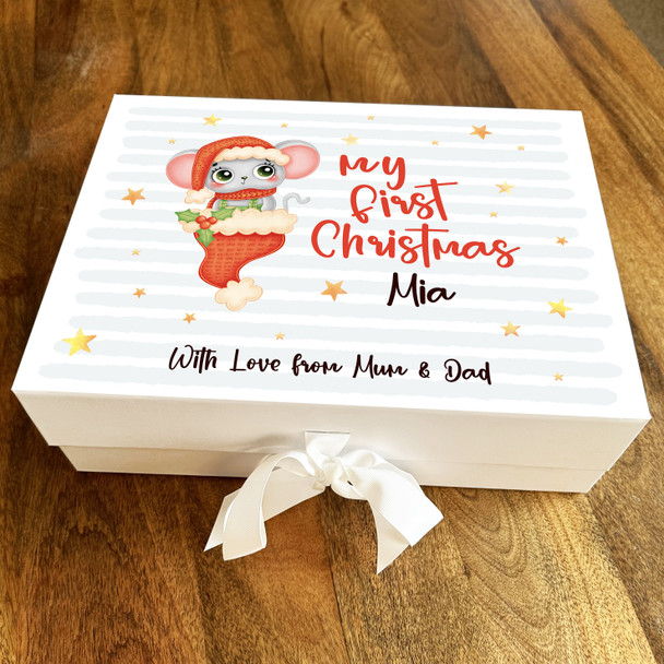 Babies 1st Christmas Mouse Star Festive Personalised Xmas Hamper Gift Box
