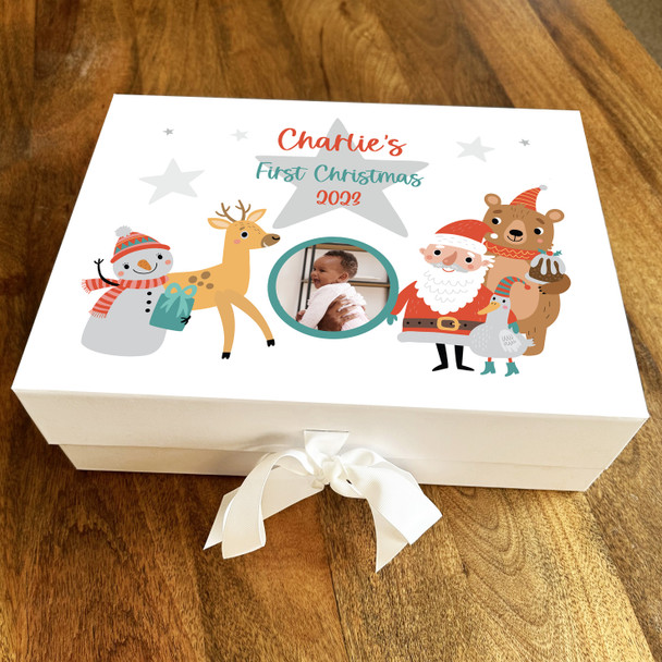 Baby First Christmas Photo Santa Reindeer Personalised Xmas Hamper Gift Box