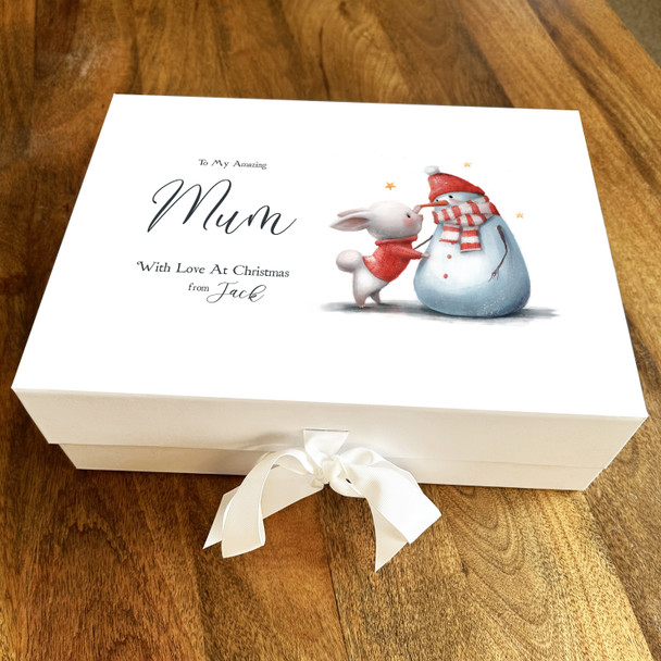 Christmas Amazing Mum Snowman With Bunny Personalised Xmas Hamper Gift Box