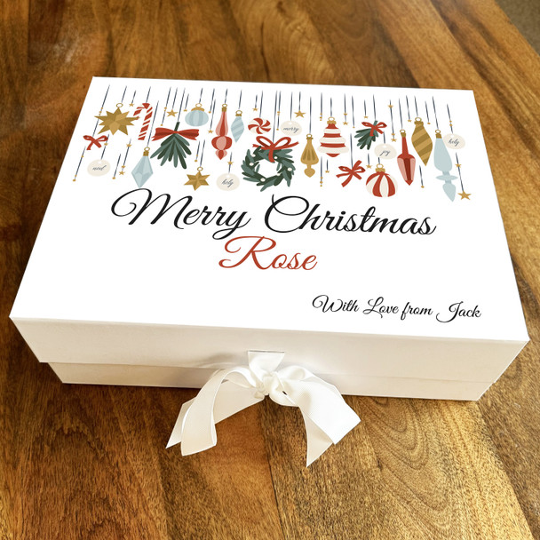 Christmas Baubles Assortment Festive Neutral Personalised Xmas Hamper Gift Box