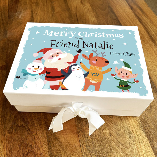 Friend Merry Christmas Santa Claus With Animals Personalised Hamper Gift Box