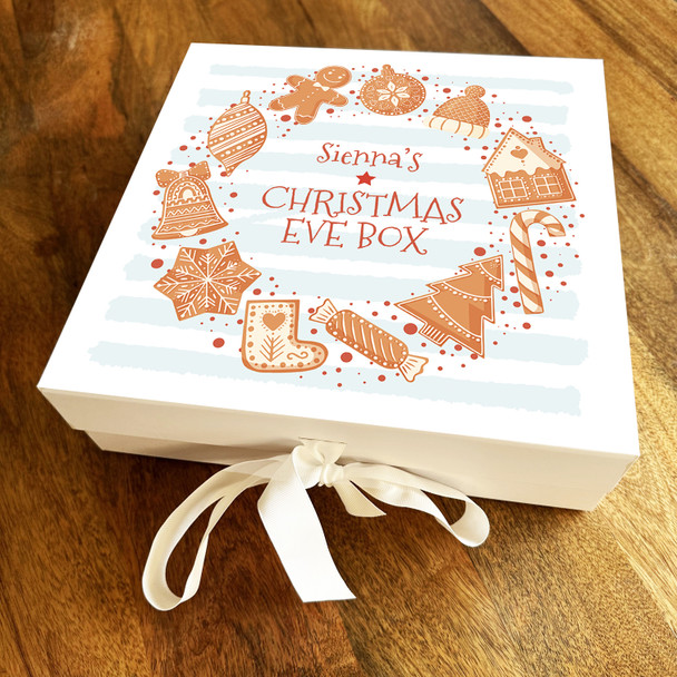 Christmas Eve Box Festive Cookies Wreath Personalised Square Hamper Gift Box